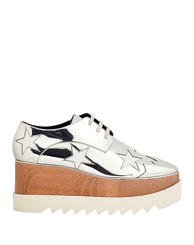 STELLA McCARTNEY Schnürschuhe Silber Gewebefasern, Holz