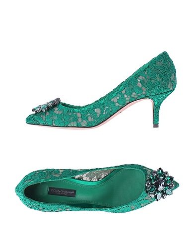 DOLCE&GABBANA Pump Emerald green 58% Viscose, 33% Cotton, 5% Silk, 4% Polyamide