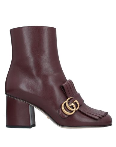 Gucci Gg Marmont Kiltie Fringe Leather Booties In Maroon