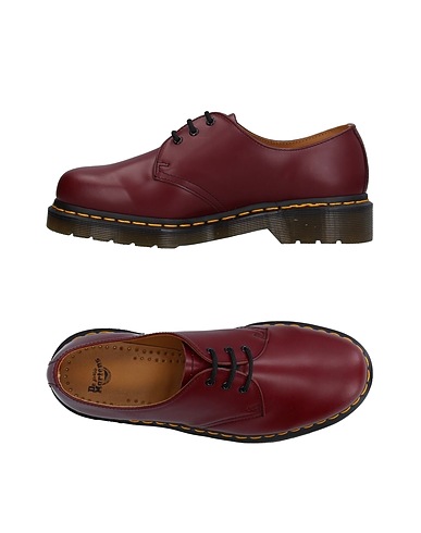DR. MARTENS Laced shoes Burgundy Soft Leather