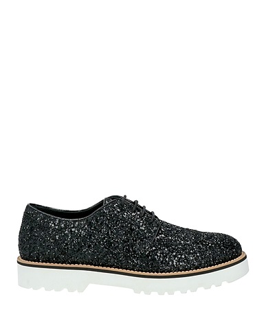 HOGAN Laced shoes Black 70% PVC - Polyvinyl chloride, 30% Cotton