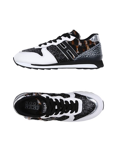 HOGAN REBEL Sneakers White Leather, Textile fibers