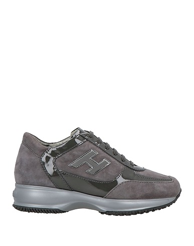 HOGAN Sneakers Grey Leather, Textile fibres
