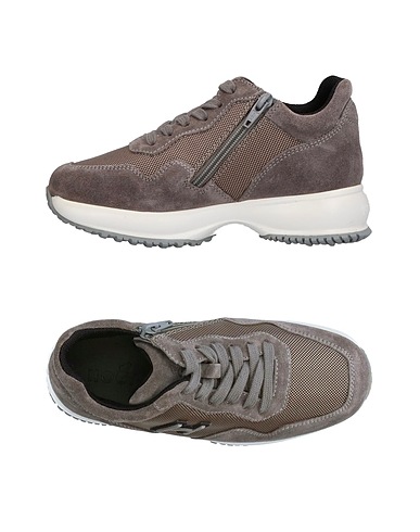 HOGAN Sneakers Grey Leather, Textile fibres