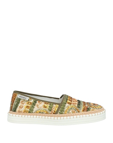 HOGAN REBEL Espadrilles Military green Leather, Textile fibres