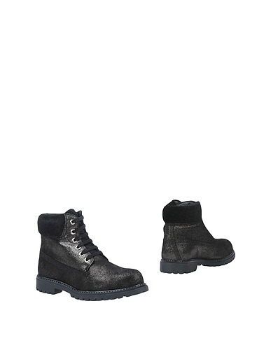 LUMBERJACK Ankle boot Black Soft Leather, Textile fibers