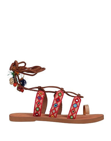 CORAL BLUE Flip flops Red Textile fibers, Leather