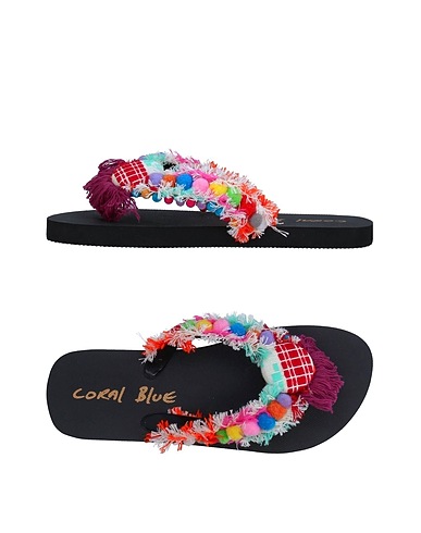 CORAL BLUE Flip flops White Rubber, Textile fibres