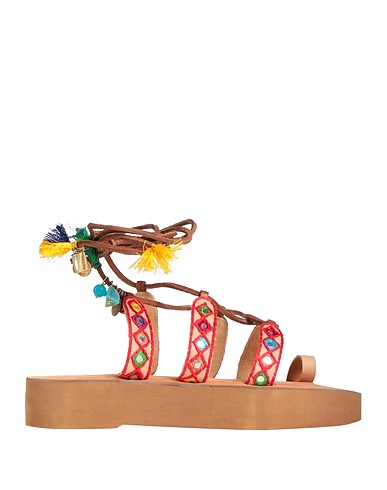 CORAL BLUE Flip flops Red Textile fibres, Leather