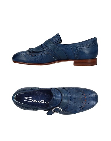 SANTONI Loafers Slate blue Soft Leather