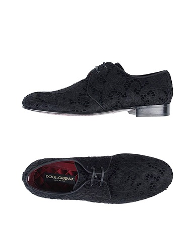 DOLCE&GABBANA Laced shoes Black 50% Cotton, 50% Polyamide