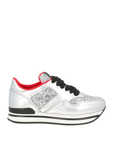 HOGAN Sneakers Silver Leather, Textile fibres