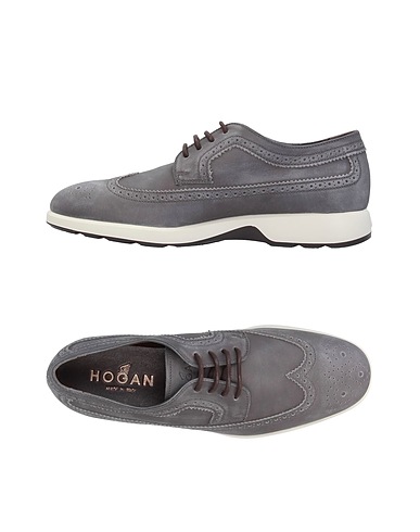 HOGAN Laced shoes Grey Soft Leather