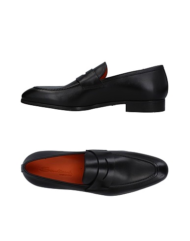 SANTONI Loafers Black Leather