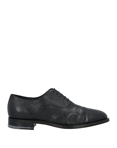 SANTONI Laced shoes Black Leather