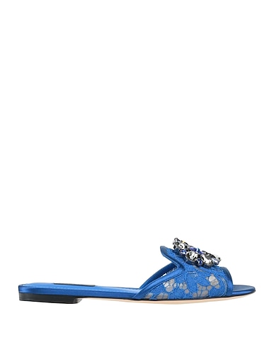 DOLCE&GABBANA Sandals Blue 64% Viscose, 21% Silk, 13% Cotton, 2% Polyamide