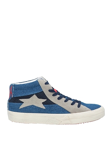 ISHIKAWA Sneakers Blue Leather, Textile fibers