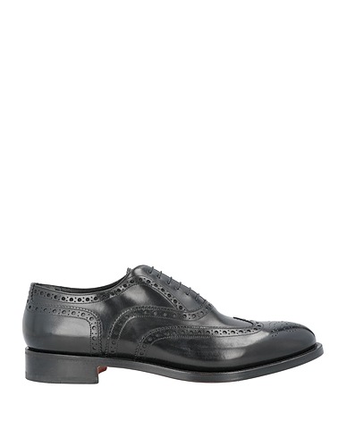 SANTONI Laced shoes Black Leather