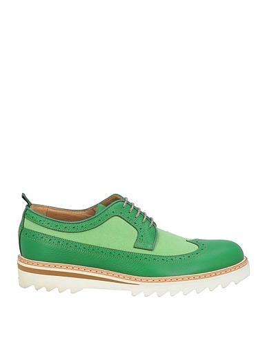 ROSSI SHOES Stringate Verde Pelle, Fibre tessili