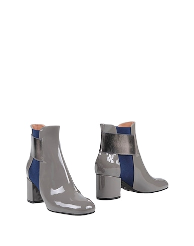 POLLINI Ankle boot Grey Soft Leather, Stretch fibres