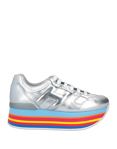 HOGAN Sneakers Silver Leather, Textile fibres