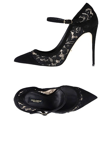 DOLCE&GABBANA Pump Black Soft Leather, Textile fibers