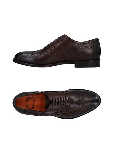 SANTONI Laced shoes Dark brown Soft Leather