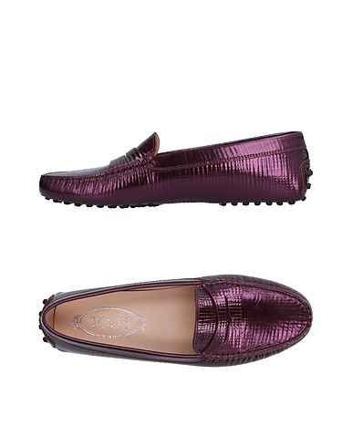 TOD'S Loafers Dark purple Soft Leather