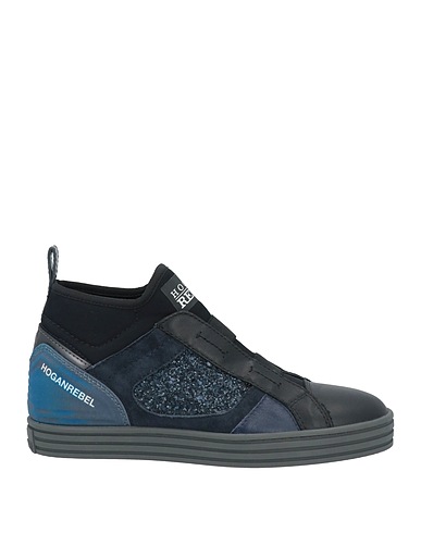 HOGAN REBEL Sneakers Black Leather, Textile fibres