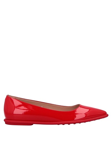 TOD'S 발레리나 플랫 레드 가죽