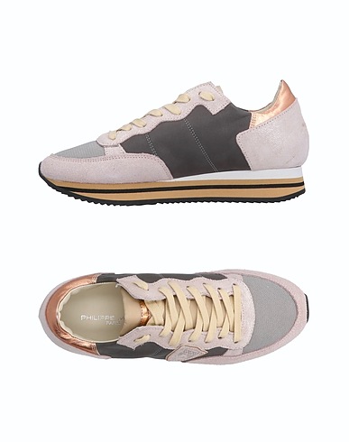 PHILIPPE MODEL Sneakers Beige Soft Leather, Textile fibers