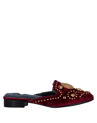 FAUSTO PUGLISI Loafers Burgundy Textile fibres, Shearling