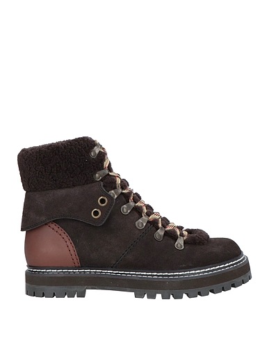 SEE BY CHLOÉ Ankle boot Dark brown Calfskin, Shearling