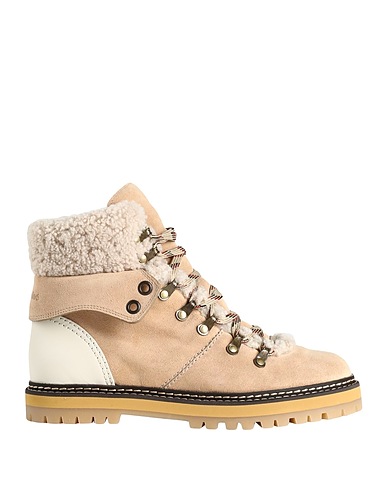 SEE BY CHLOÉ Ankle boot Beige Calfskin, Shearling