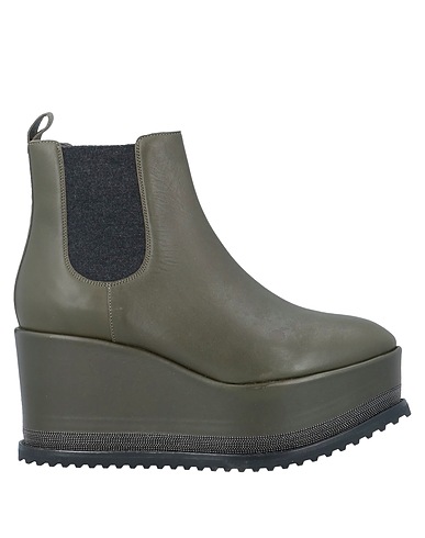 BRUNELLO CUCINELLI Ankle boot Military green Textile fibres, Soft Leather