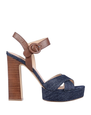 GUESS Πέδιλο Μπλε Ίνες υφασμάτων, Δέρμα