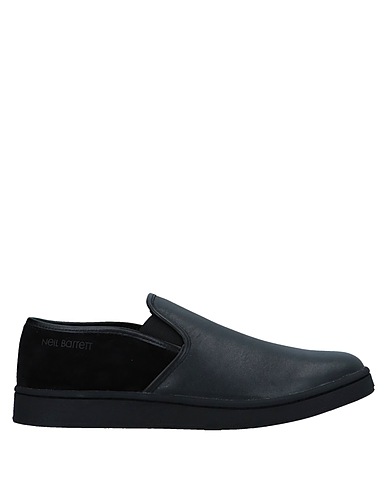 NEIL BARRETT Sneakers Black Leather, Elastic fibres