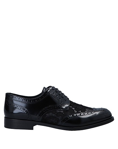 DOLCE&GABBANA Laced shoes Black Calfskin, Lambskin