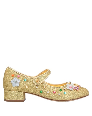 DOLCE&GABBANA Formal shoes Gold Textile fibers, Leather