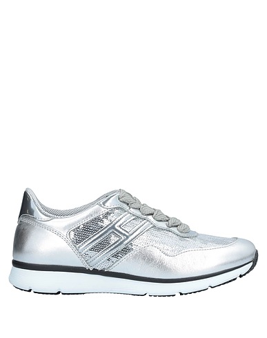 HOGAN Sneakers Silver Leather, Textile fibers