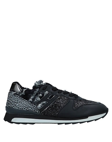 HOGAN REBEL Sneakers Black Leather, Textile fibres