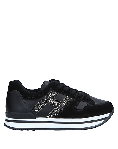 HOGAN Sneakers Black Leather, Textile fibres