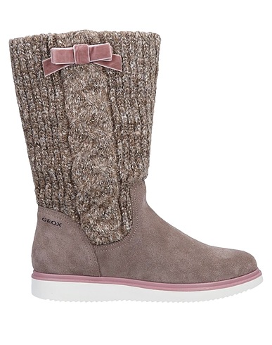 GEOX Ankle boot Light brown Soft Leather, Textile fibres