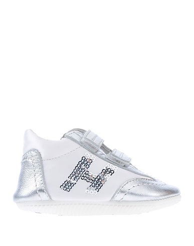 HOGAN Newborn shoes Silver Soft Leather, Textile fibres