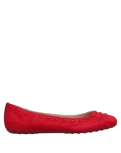 TOD'S 발레리나 플랫 레드 가죽