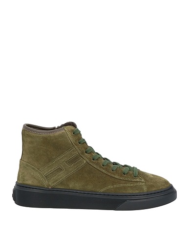 HOGAN Sneakers Verde militare Pelle, Fibre tessili