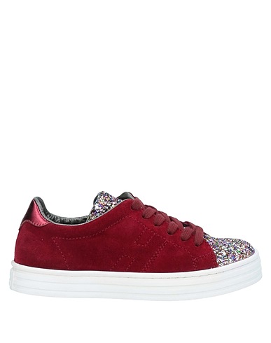 HOGAN Sneakers Burgundy Leather, Textile fibres