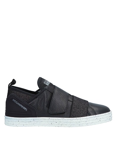 HOGAN REBEL Sneakers Black Leather, Textile fibres