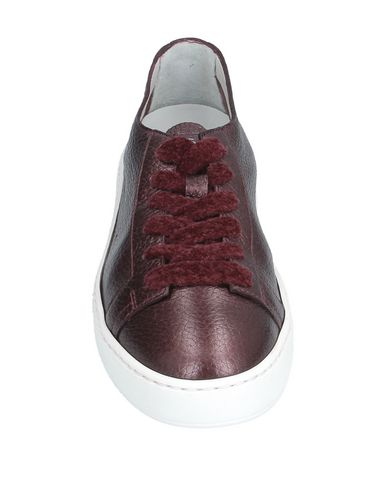 Shop Santoni Woman Sneakers Burgundy Size 7 Soft Leather In Red