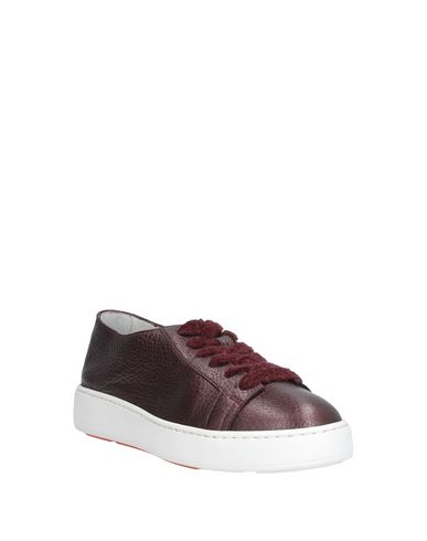 Shop Santoni Woman Sneakers Burgundy Size 7 Soft Leather In Red